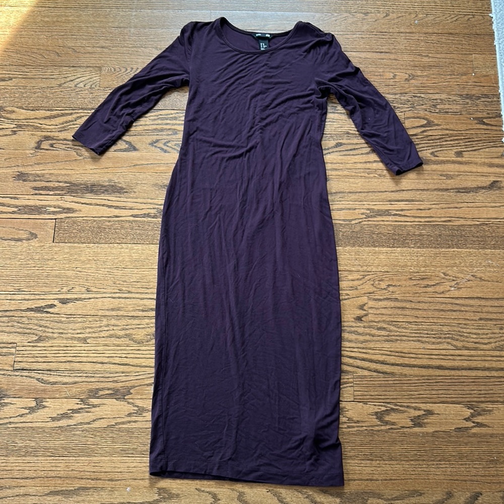 H&M Jersey Form-Fitting Midi Dress, Eggplant Color, Size XS